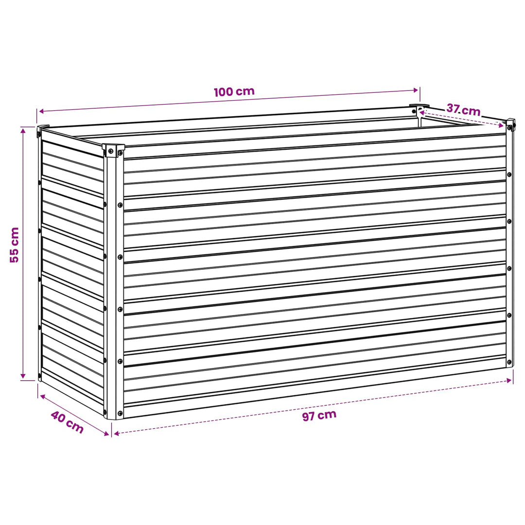Hævet Havebed Sort 100 x 40 x 55 cm koldvalset stål