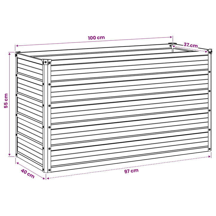 Hævet Havebed Sort 100 x 40 x 55 cm koldvalset stål
