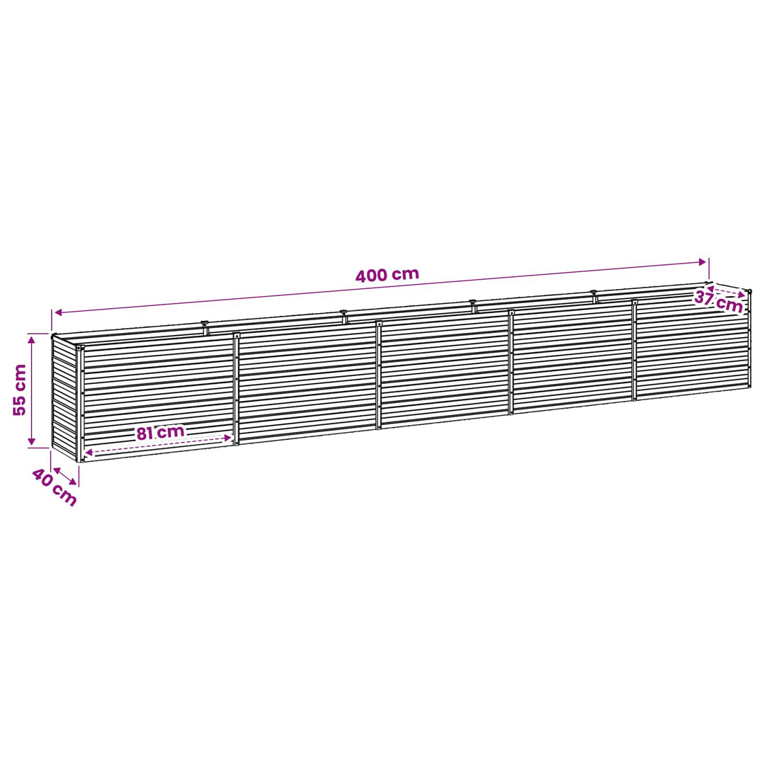 Hævet Havebed Træbrun 400 x 40 x 55 cm koldvalset stål