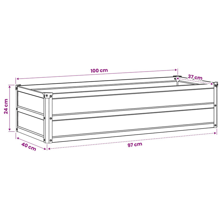 Hævet Havebed Sort 100 x 40 x 24 cm koldvalset stål