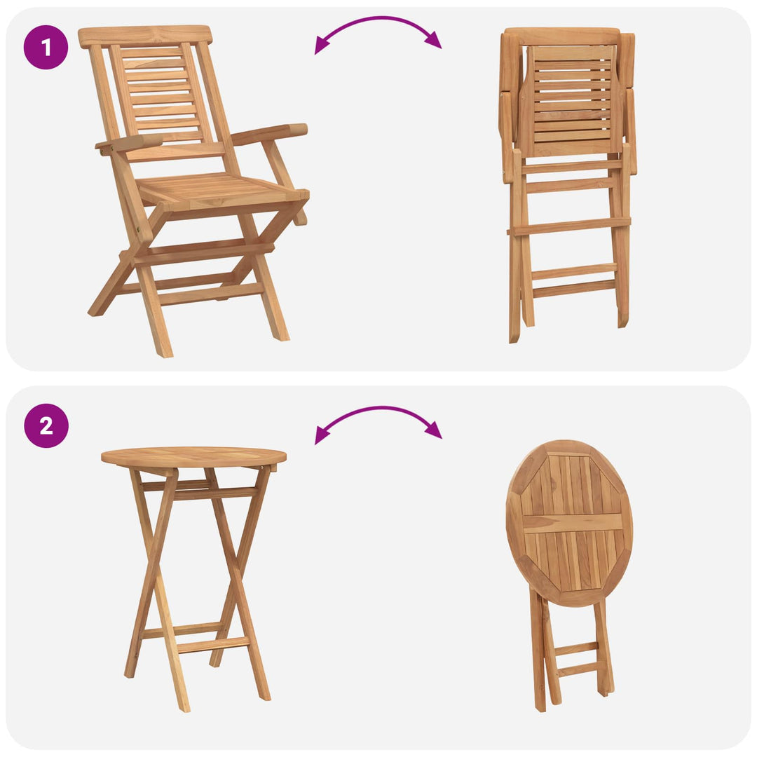 Have Sæt 3 stk. Brun Massiv Teak Træ