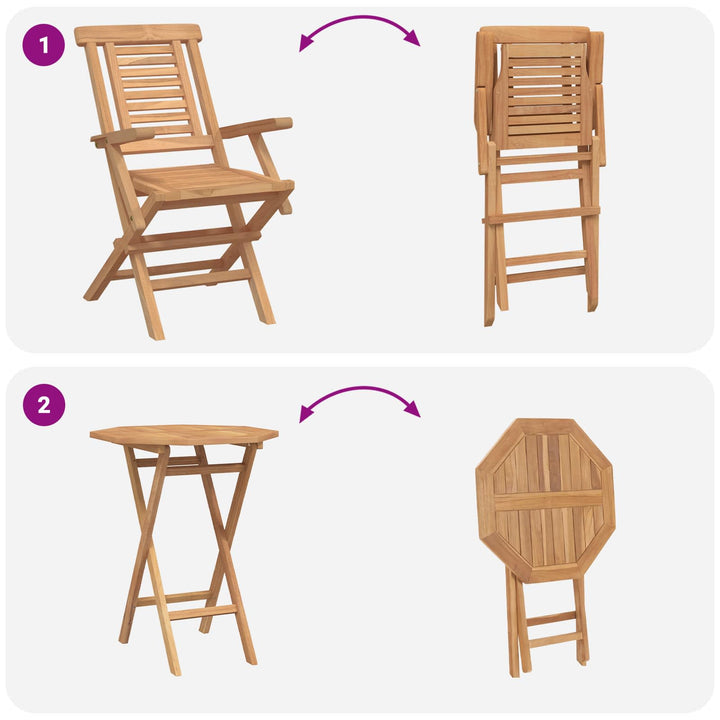 Have Sæt 3 stk. Brun Massiv Teak Træ