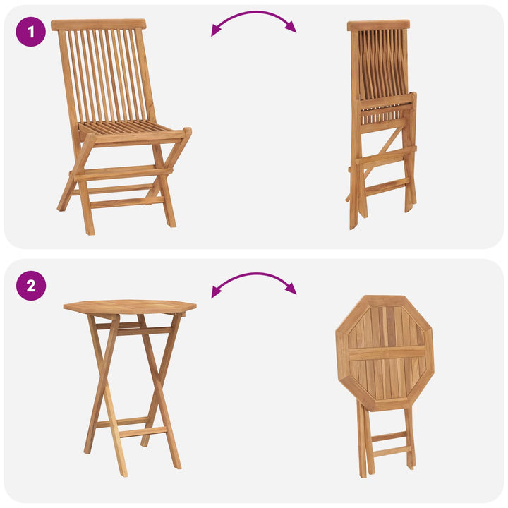 Have Sæt 5 stk. Brun Massiv Teak Træ
