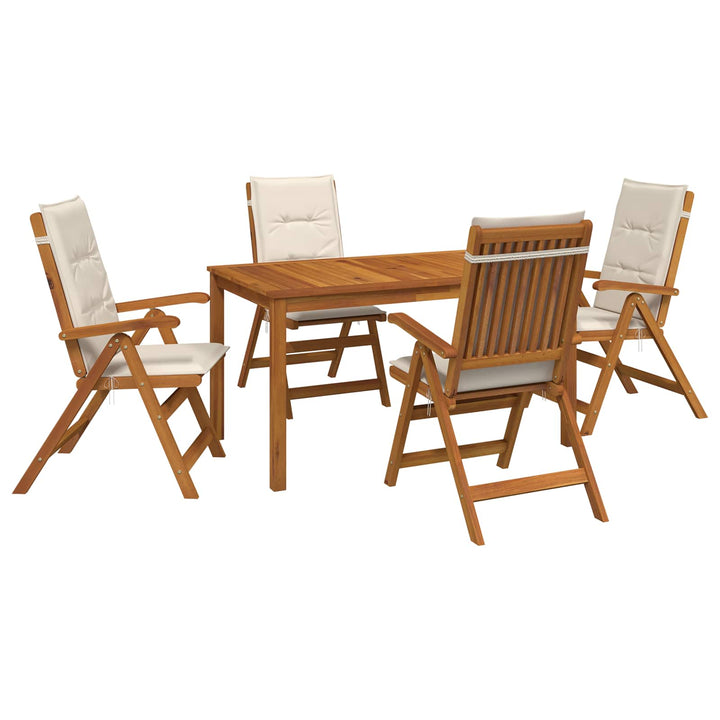 5-Piece Garden Dining Set Naturfarvet Massivt Akacietræ