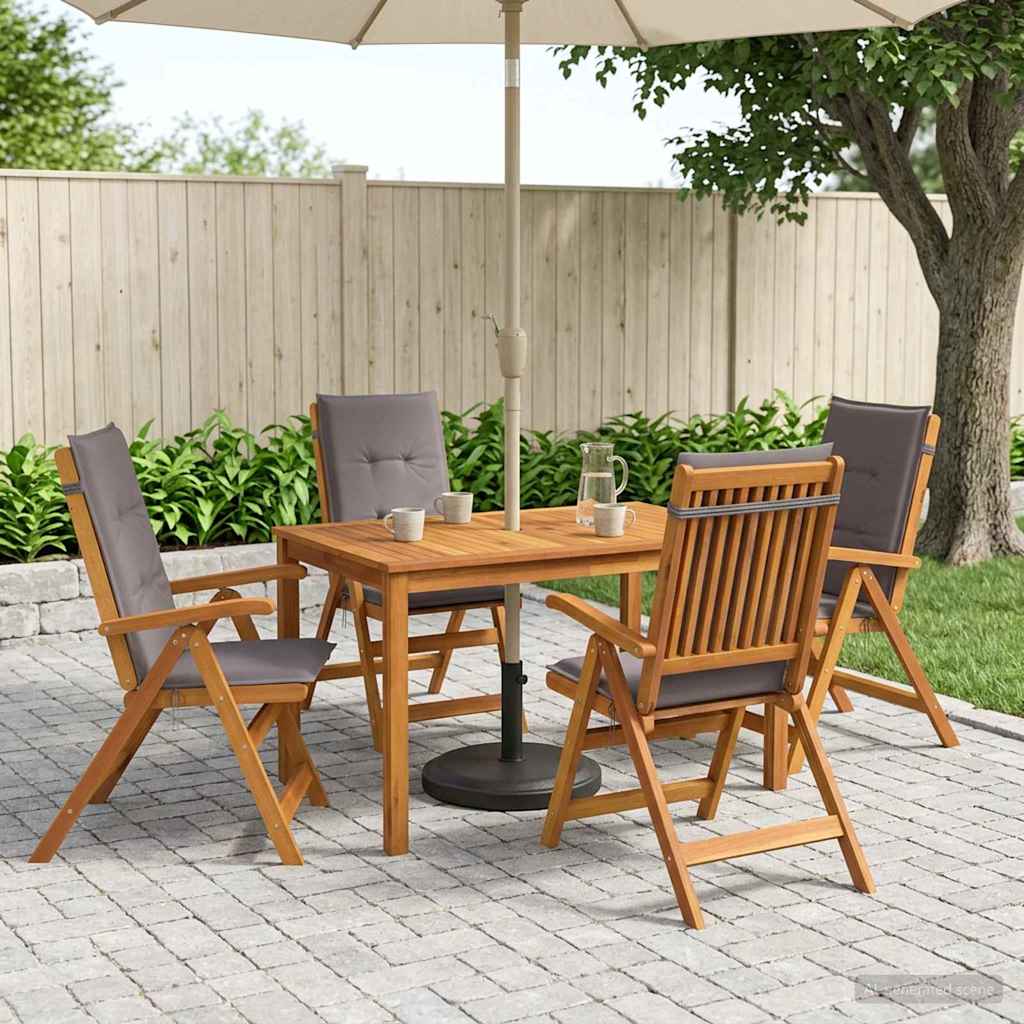 5-Piece Garden Dining Set Naturfarvet Massivt Akacietræ
