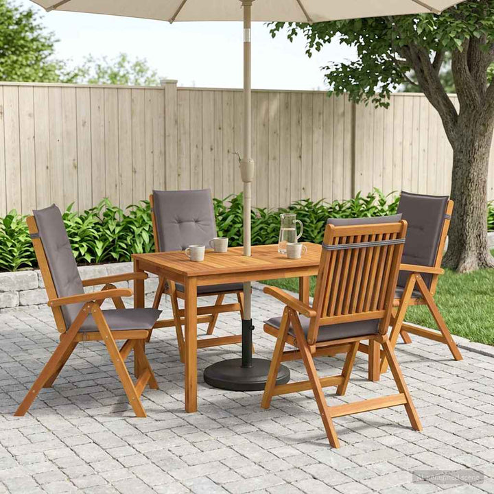 5-Piece Garden Dining Set Naturfarvet Massivt Akacietræ