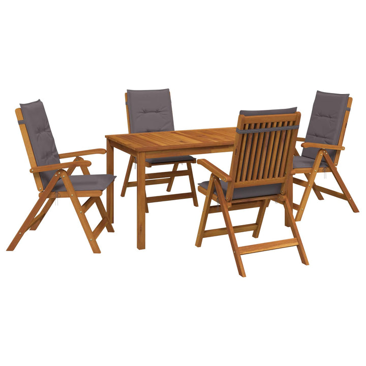 5-Piece Garden Dining Set Naturfarvet Massivt Akacietræ