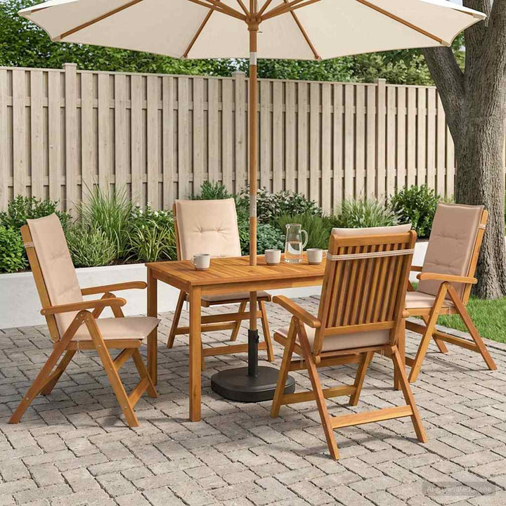 5-Piece Garden Dining Set Naturfarvet Massivt Akacietræ