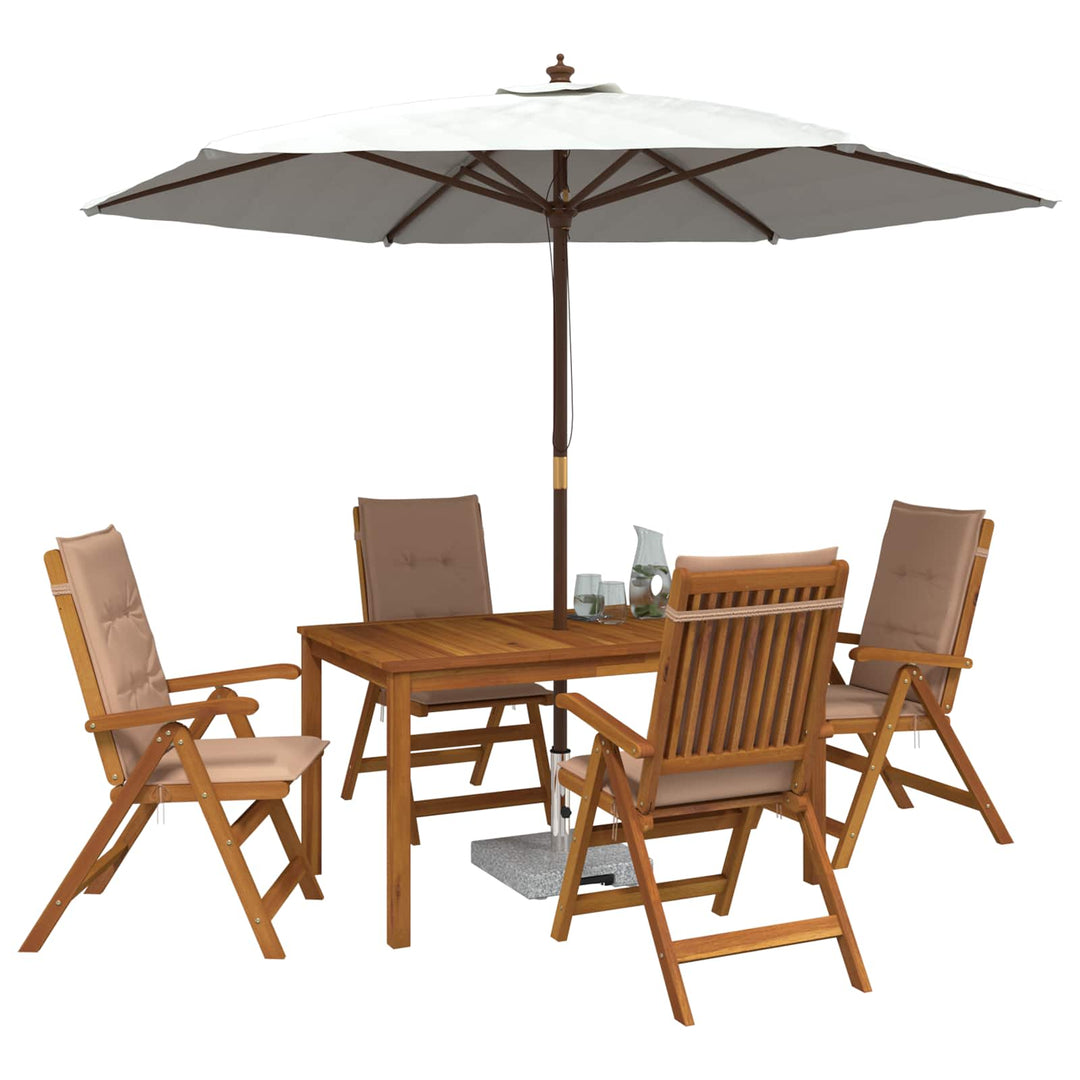 5-Piece Garden Dining Set Naturfarvet Massivt Akacietræ