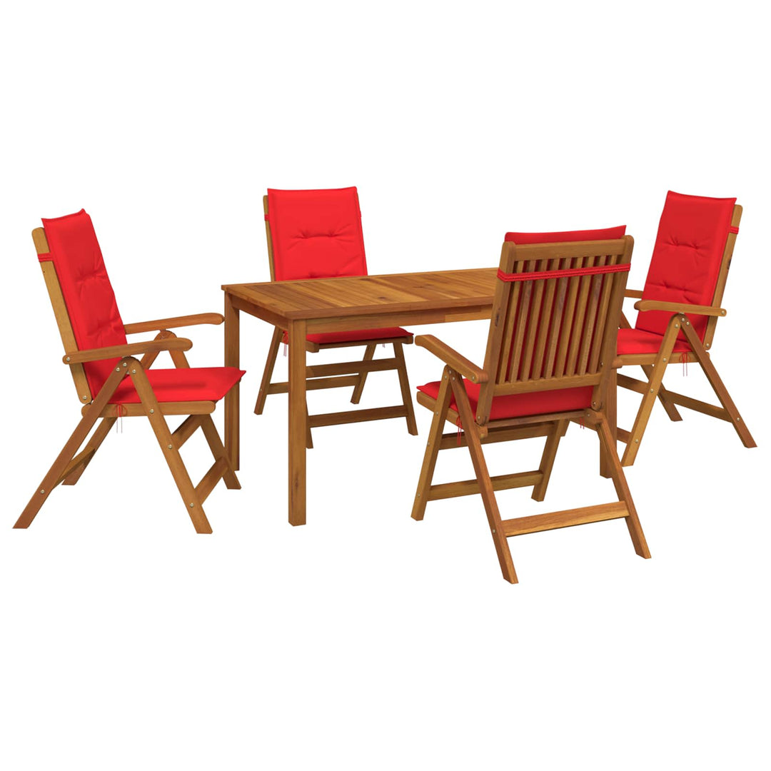 5-Piece Garden Dining Set Naturfarvet Massivt Akacietræ