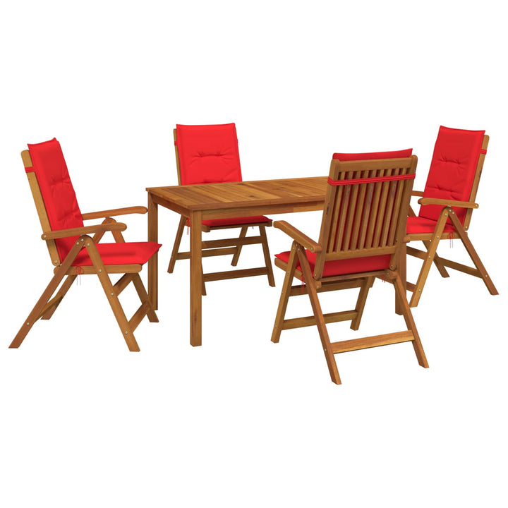 5-Piece Garden Dining Set Naturfarvet Massivt Akacietræ