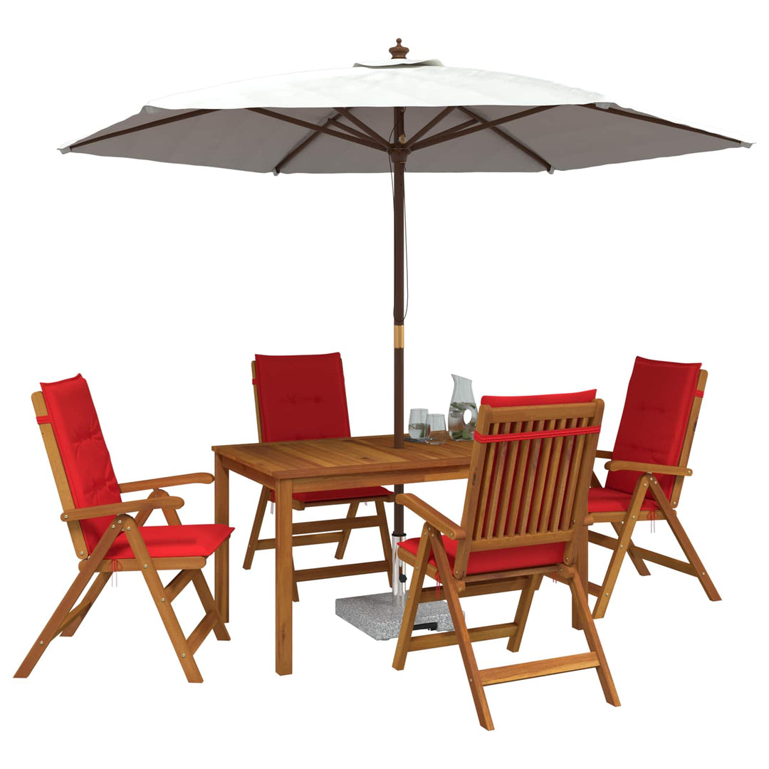 5-Piece Garden Dining Set Naturfarvet Massivt Akacietræ