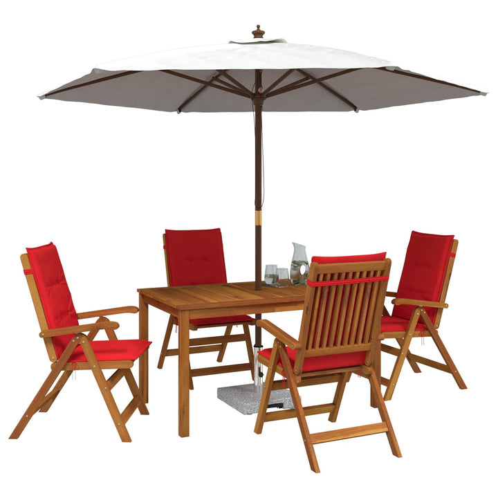 5-Piece Garden Dining Set Naturfarvet Massivt Akacietræ