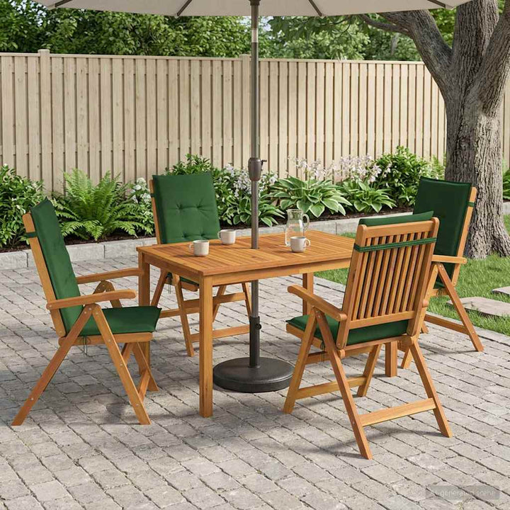 5-Piece Garden Dining Set Naturfarvet Massivt Akacietræ