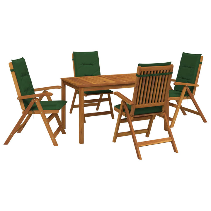 5-Piece Garden Dining Set Naturfarvet Massivt Akacietræ