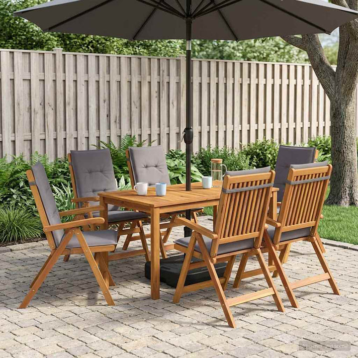 7-Piece Garden Dining Set Naturfarvet Massivt Akacietræ