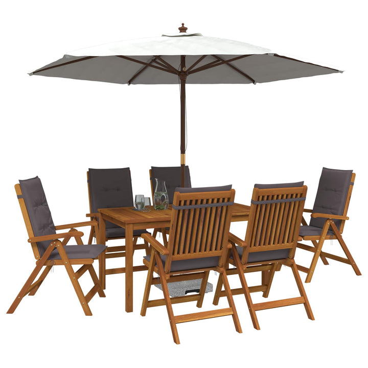 7-Piece Garden Dining Set Naturfarvet Massivt Akacietræ