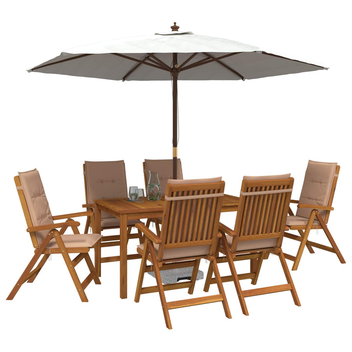 7-Piece Garden Dining Set Naturfarvet Massivt Akacietræ