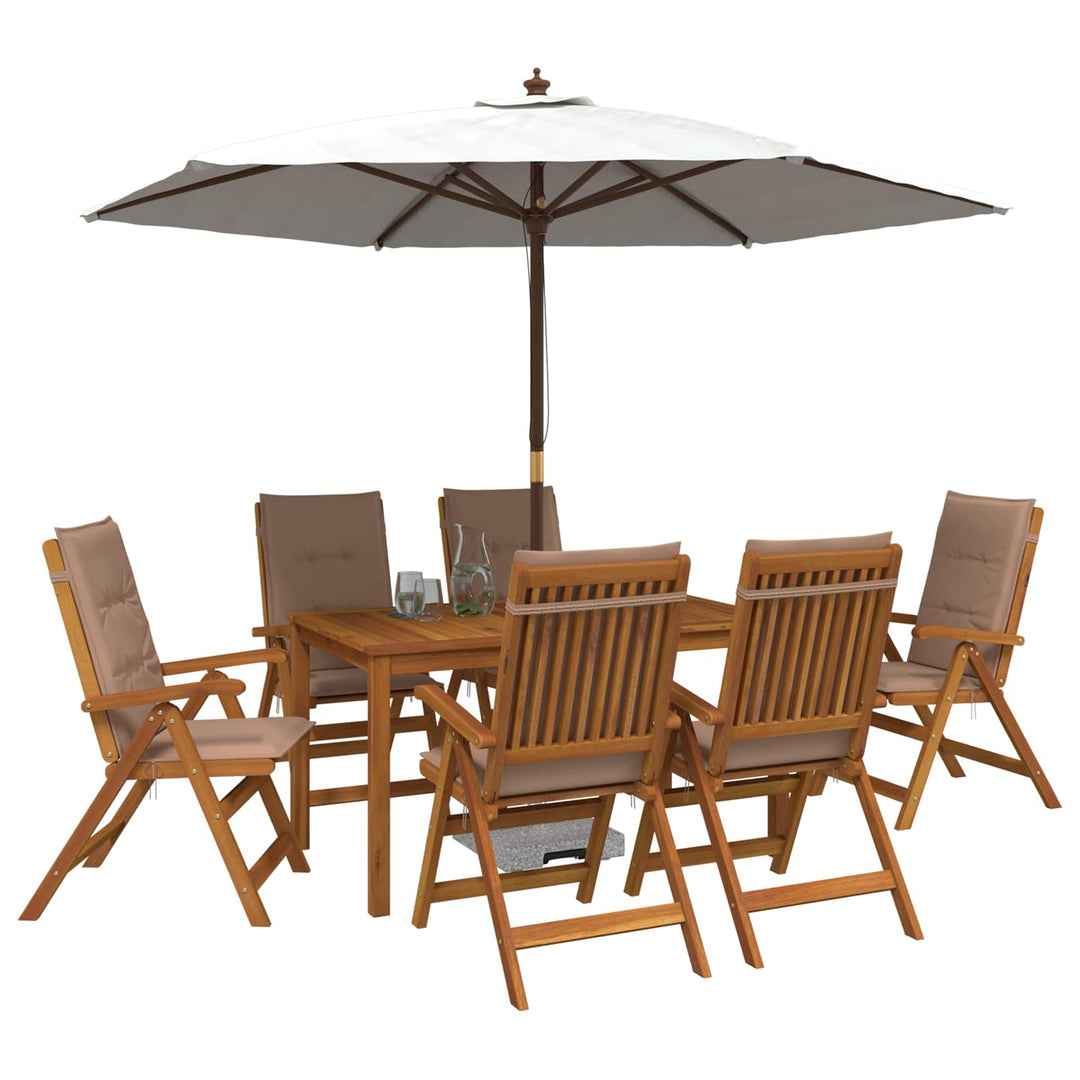 7-Piece Garden Dining Set Naturfarvet Massivt Akacietræ