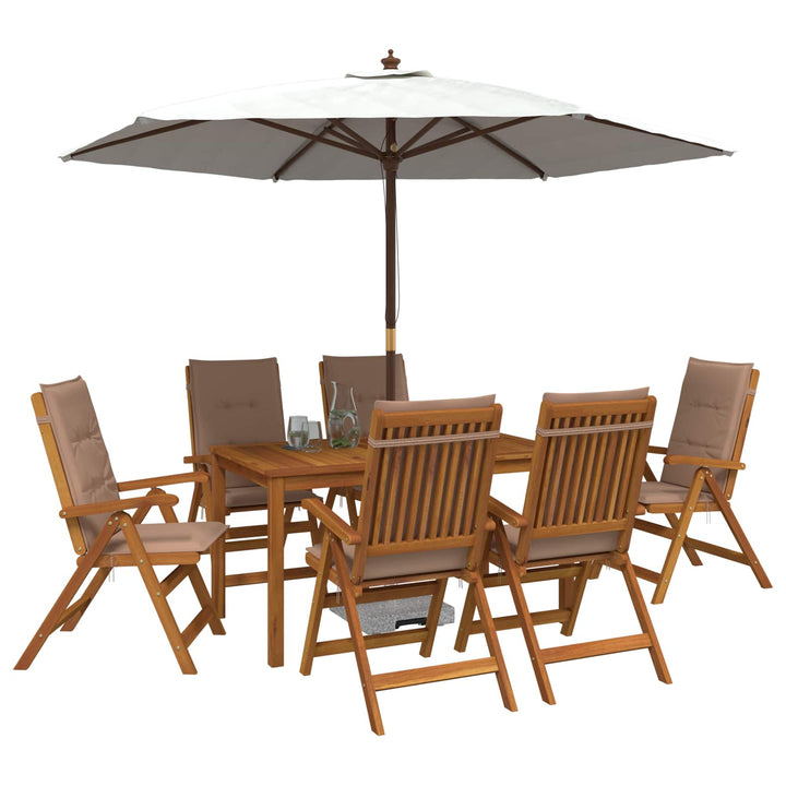 7-Piece Garden Dining Set Naturfarvet Massivt Akacietræ