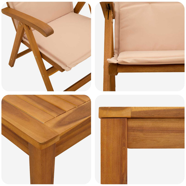 Havesæt i 7 dele Naturfarvet Massivt Akacietræ