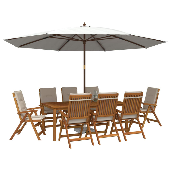 Havesæt i 9 dele Naturfarvet Massivt Akacietræ