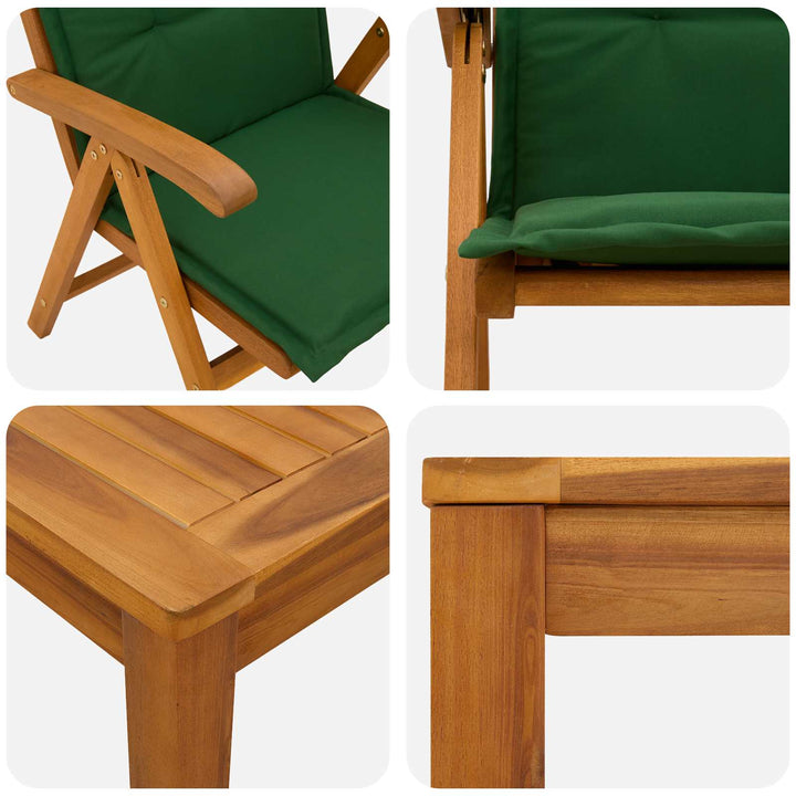 Havesæt i 9 dele Naturfarvet Massivt Akacietræ