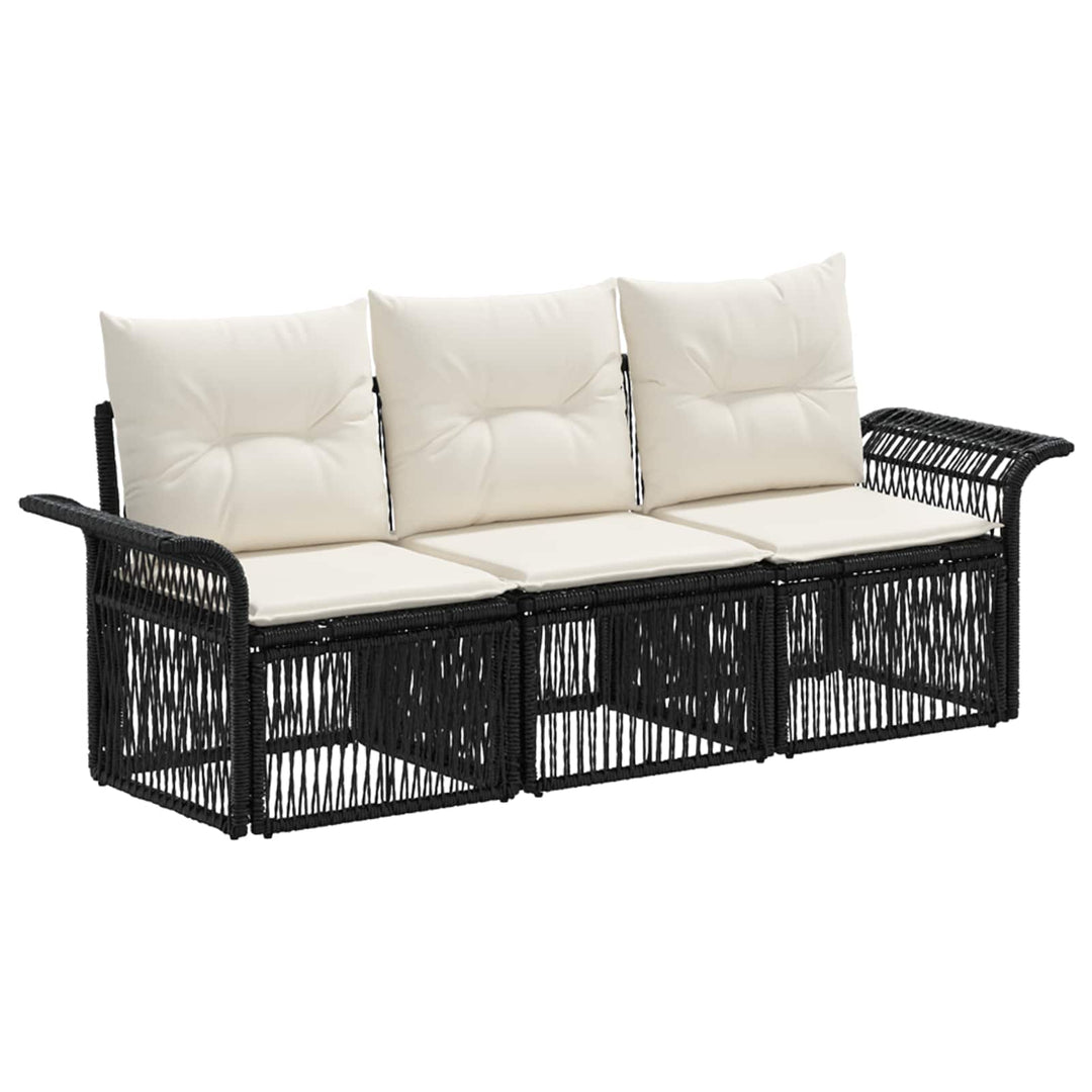 Havesofa Sæt 3 stk. Sort polyrattan