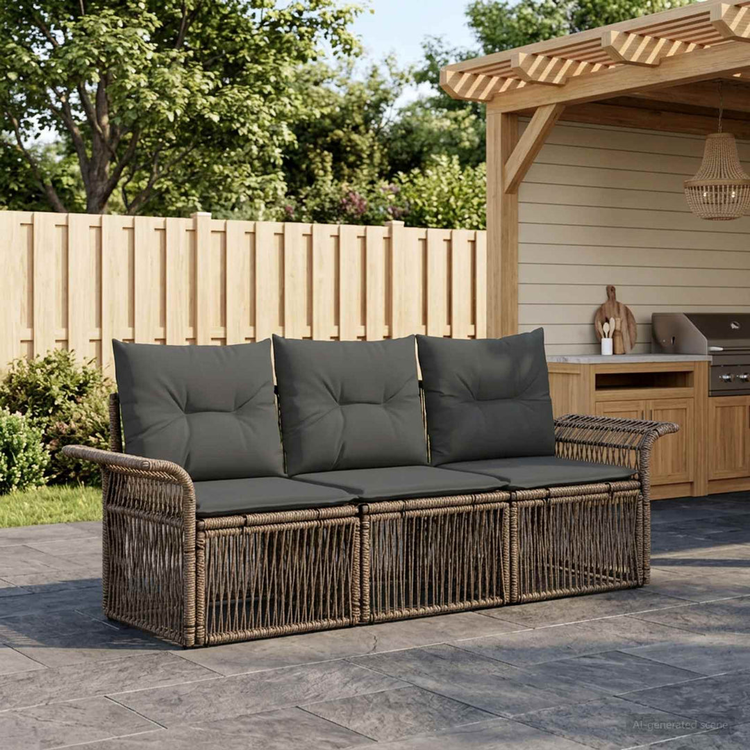 Havesofa Sæt 3 stk. Grå polyrattan