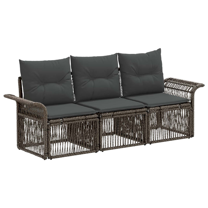 Havesofa Sæt 3 stk. Grå polyrattan