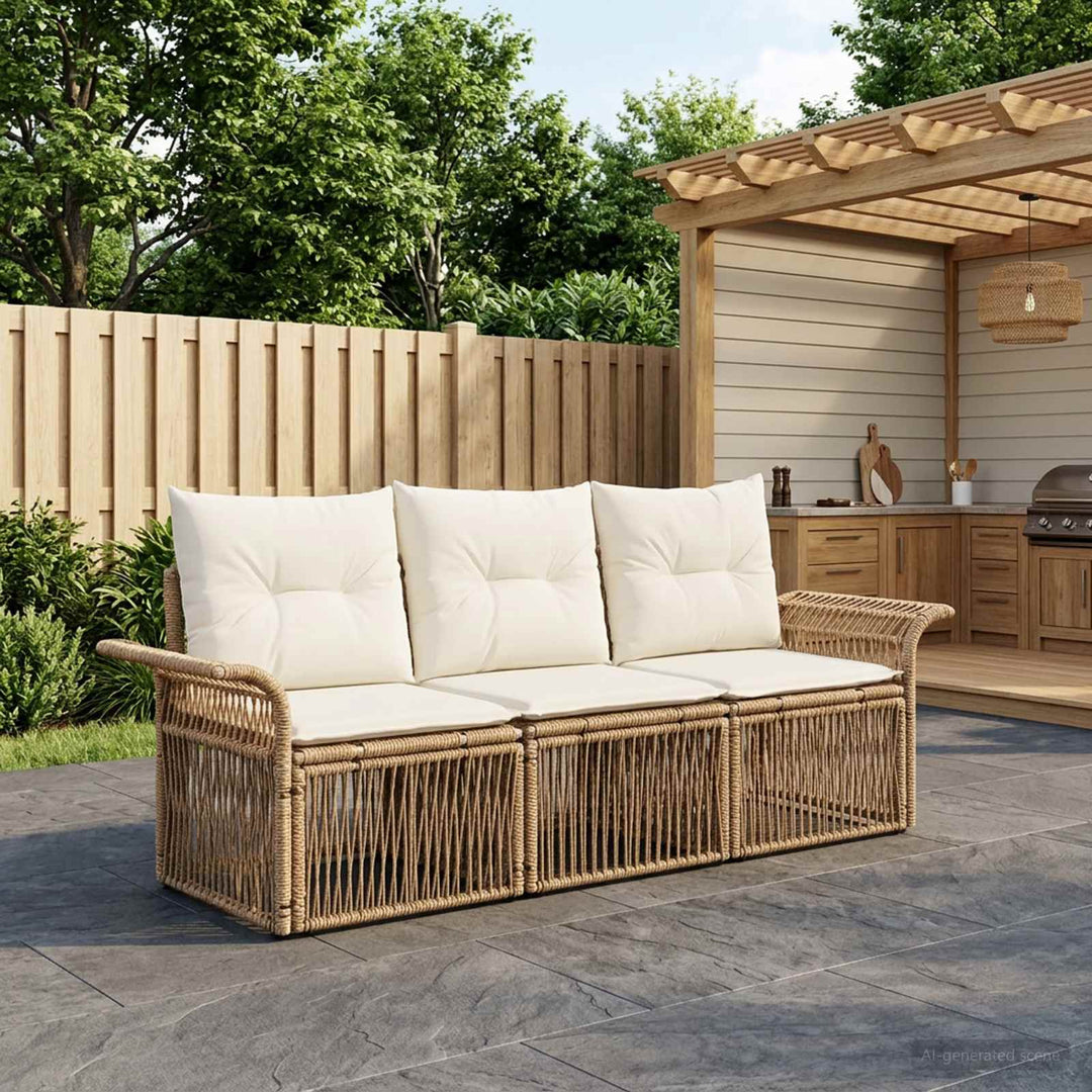 Havesofa Sæt 3 stk. Beige polyrattan