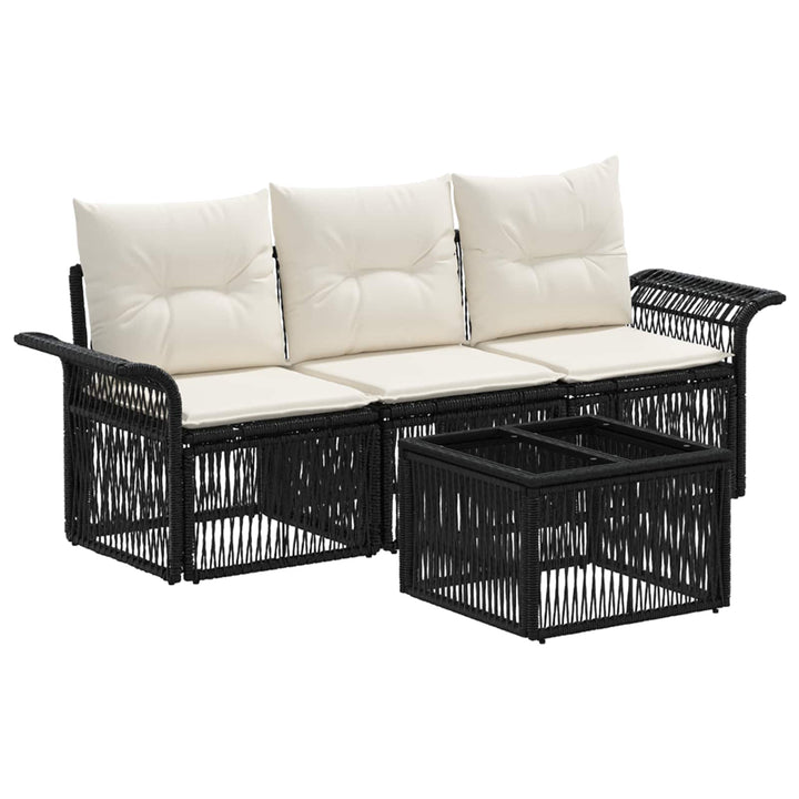 Havesofa Sæt 4 stk. Sort polyrattan