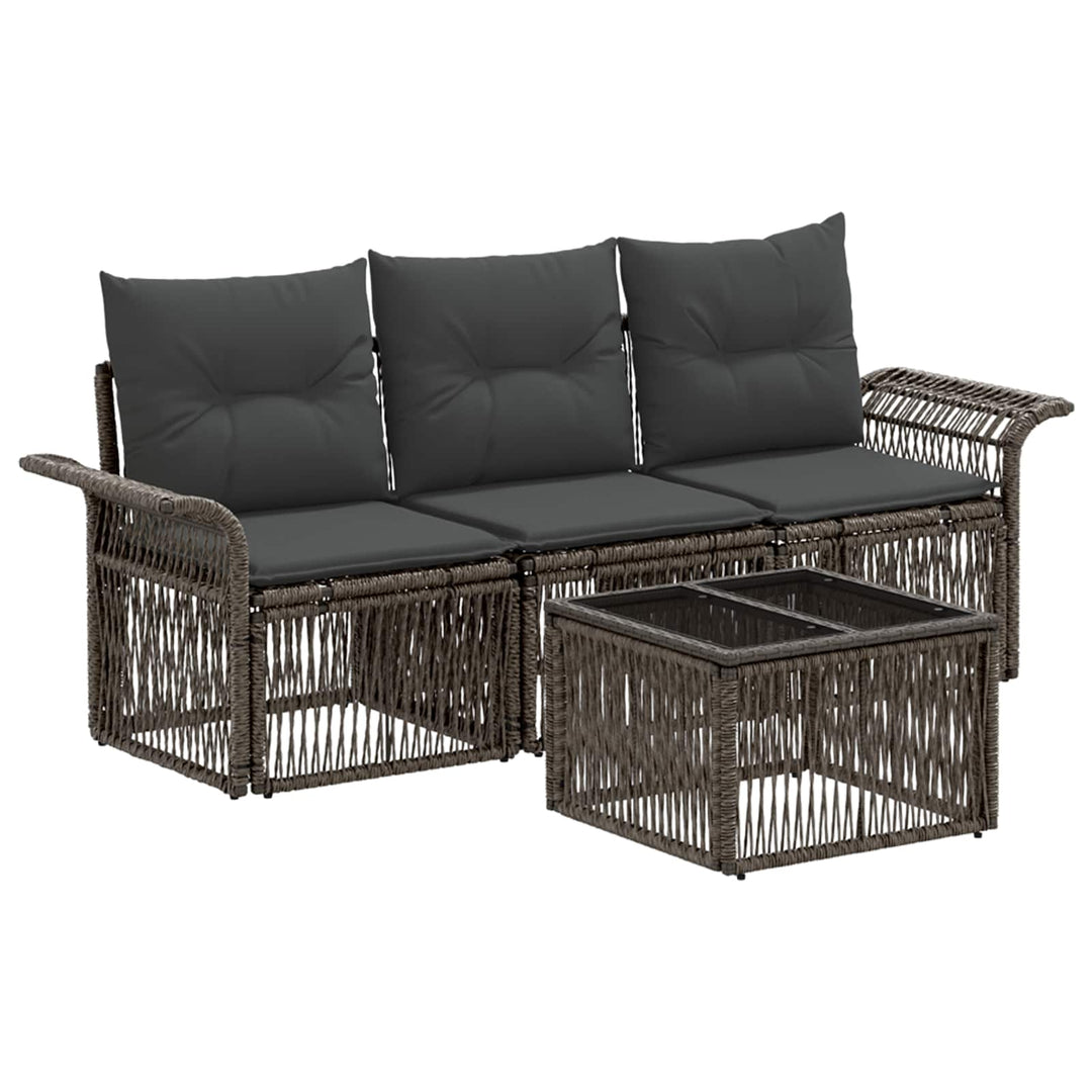 Havesofa Sæt 4 stk. Grå polyrattan