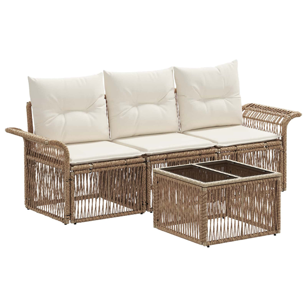 Havesofa Sæt 4 stk. Beige polyrattan