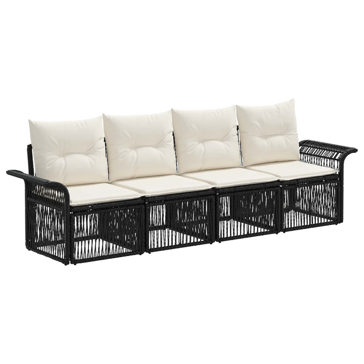 Havesofa Sæt 4 stk. Sort polyrattan