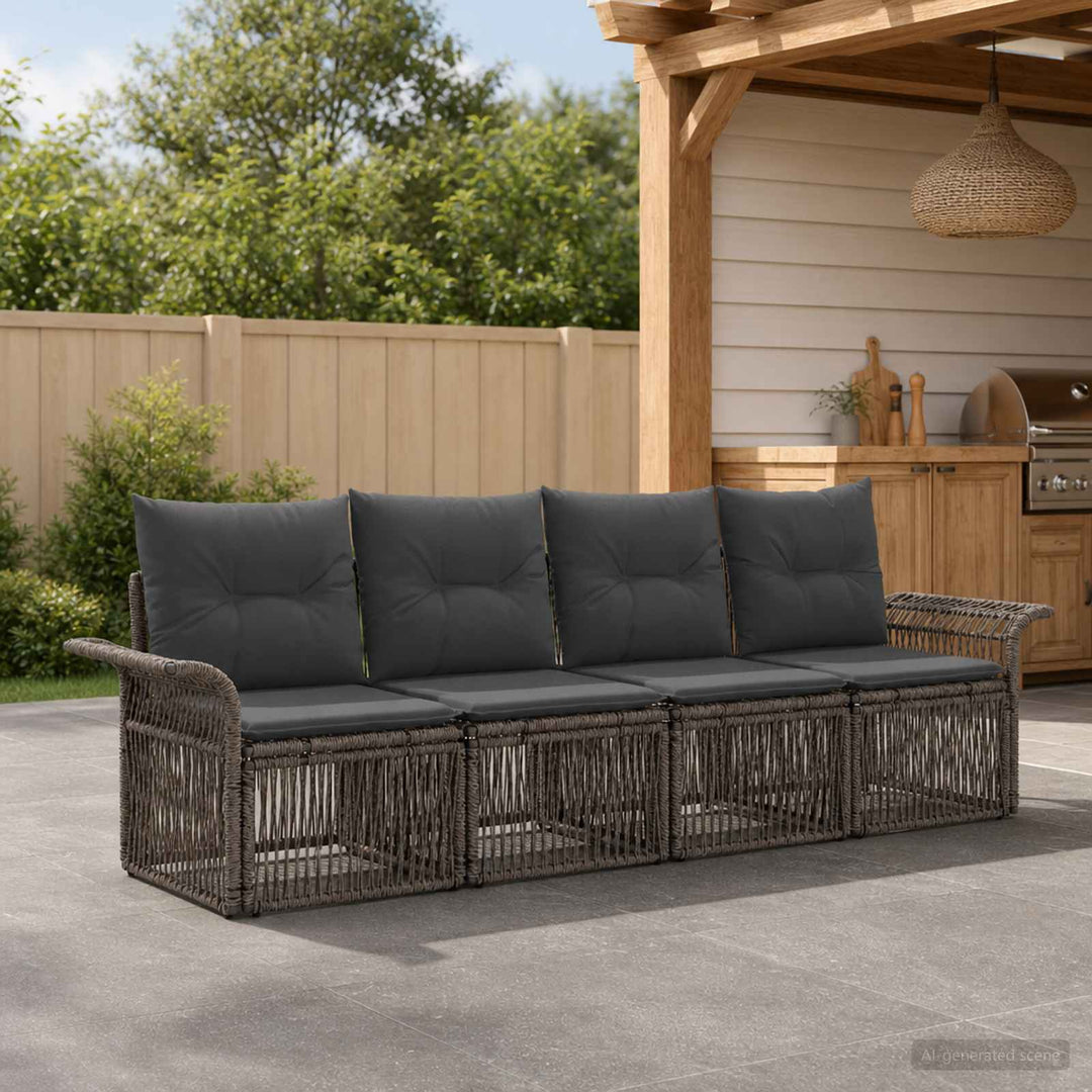Havesofa Sæt 4 stk. Grå polyrattan