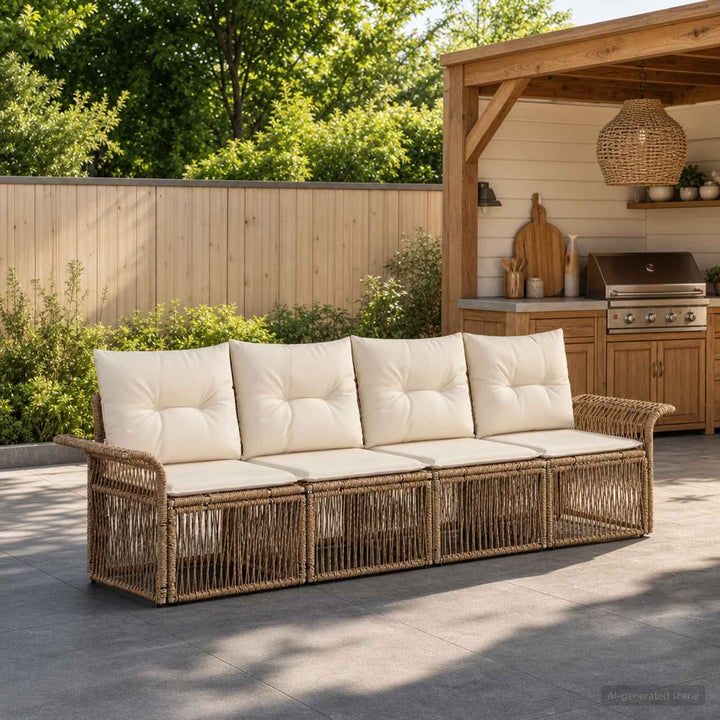 Havesofa Sæt 4 stk. Beige polyrattan