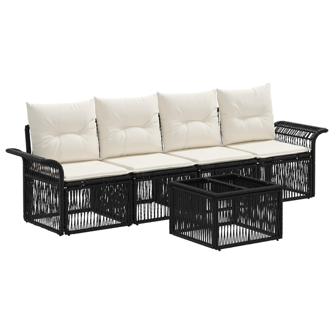 Havesofa Sæt 5 stk. Sort polyrattan