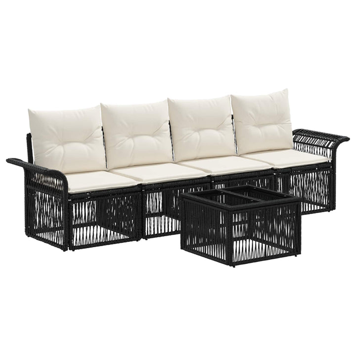 Havesofa Sæt 5 stk. Sort polyrattan