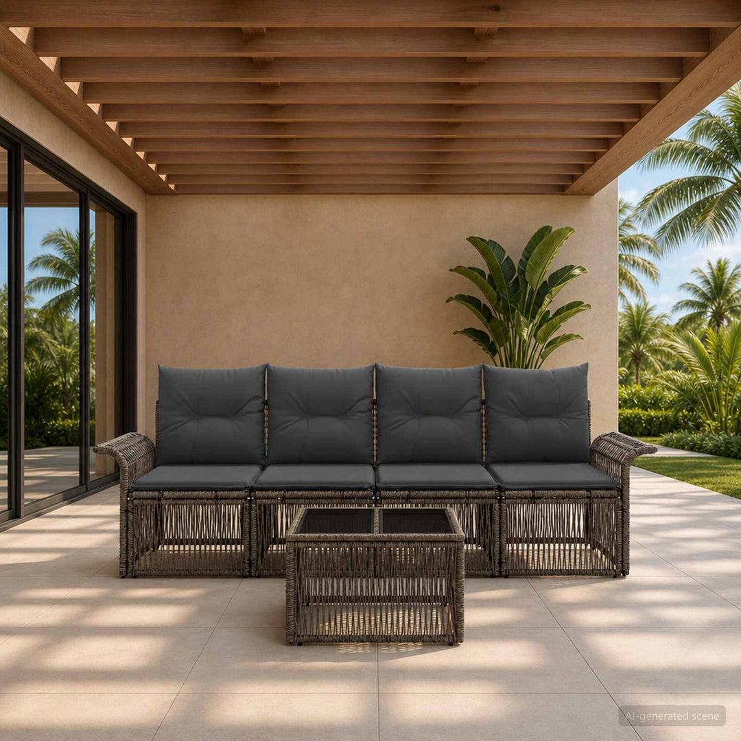 Havesofa Sæt 5 stk. Grå polyrattan
