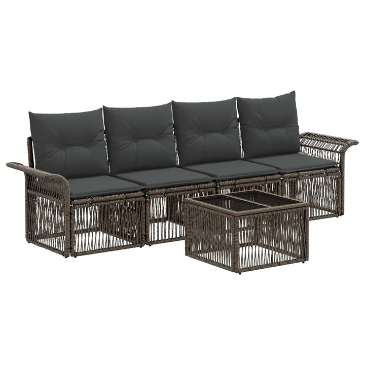 Havesofa Sæt 5 stk. Grå polyrattan