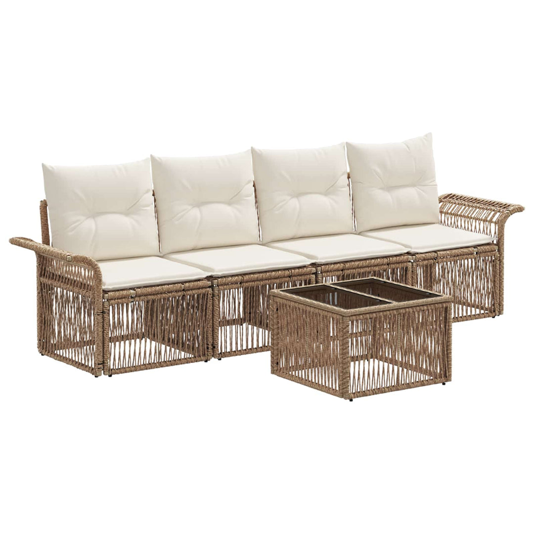 Havesofa Sæt 5 stk. Beige polyrattan