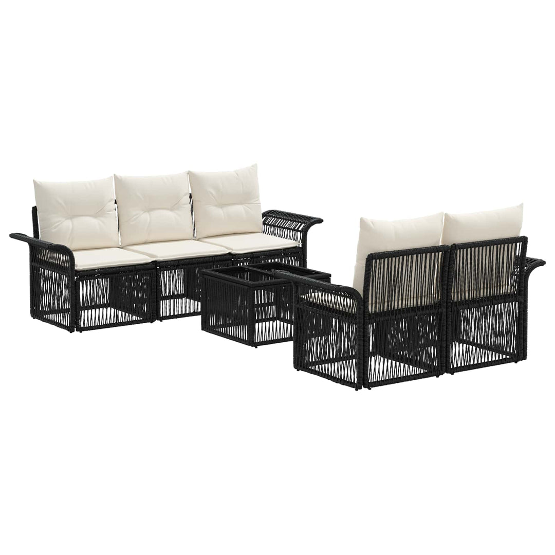 Havesofa Sæt 6 stk. Sort polyrattan