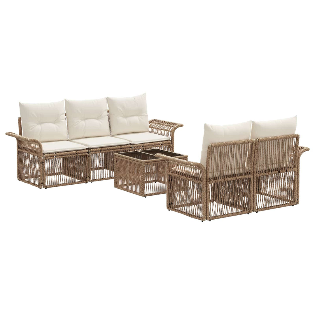 Havesofa Sæt 6 stk. Beige polyrattan
