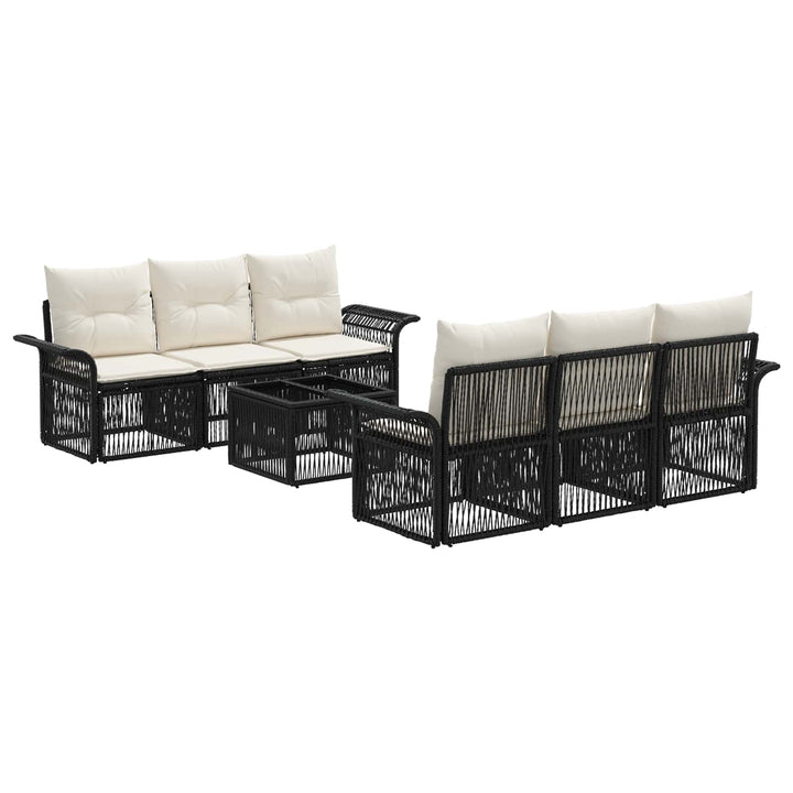 Havesofa Sæt 7 stk. Sort polyrattan