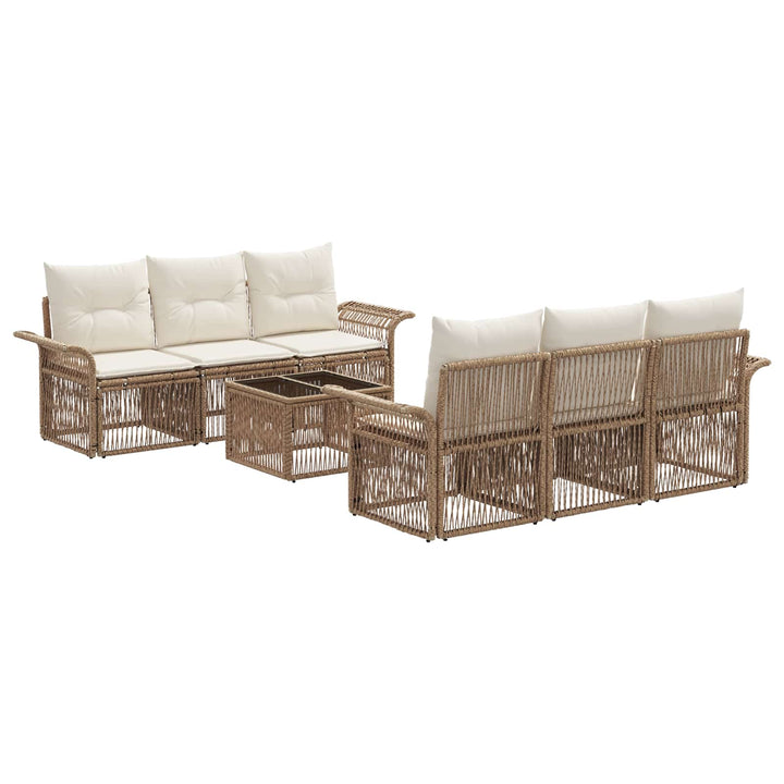 Havesofa Sæt 7 stk. Beige polyrattan