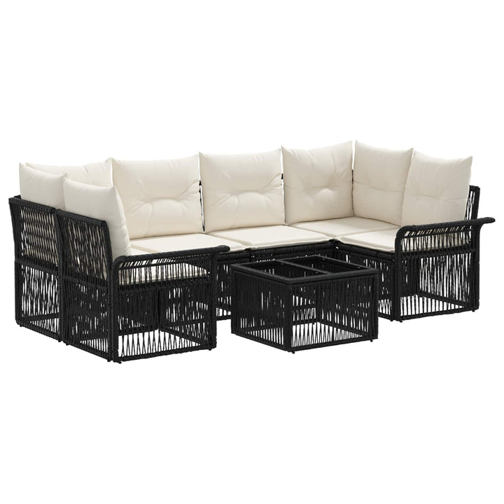 Havesofa Sæt 7 stk. Sort polyrattan