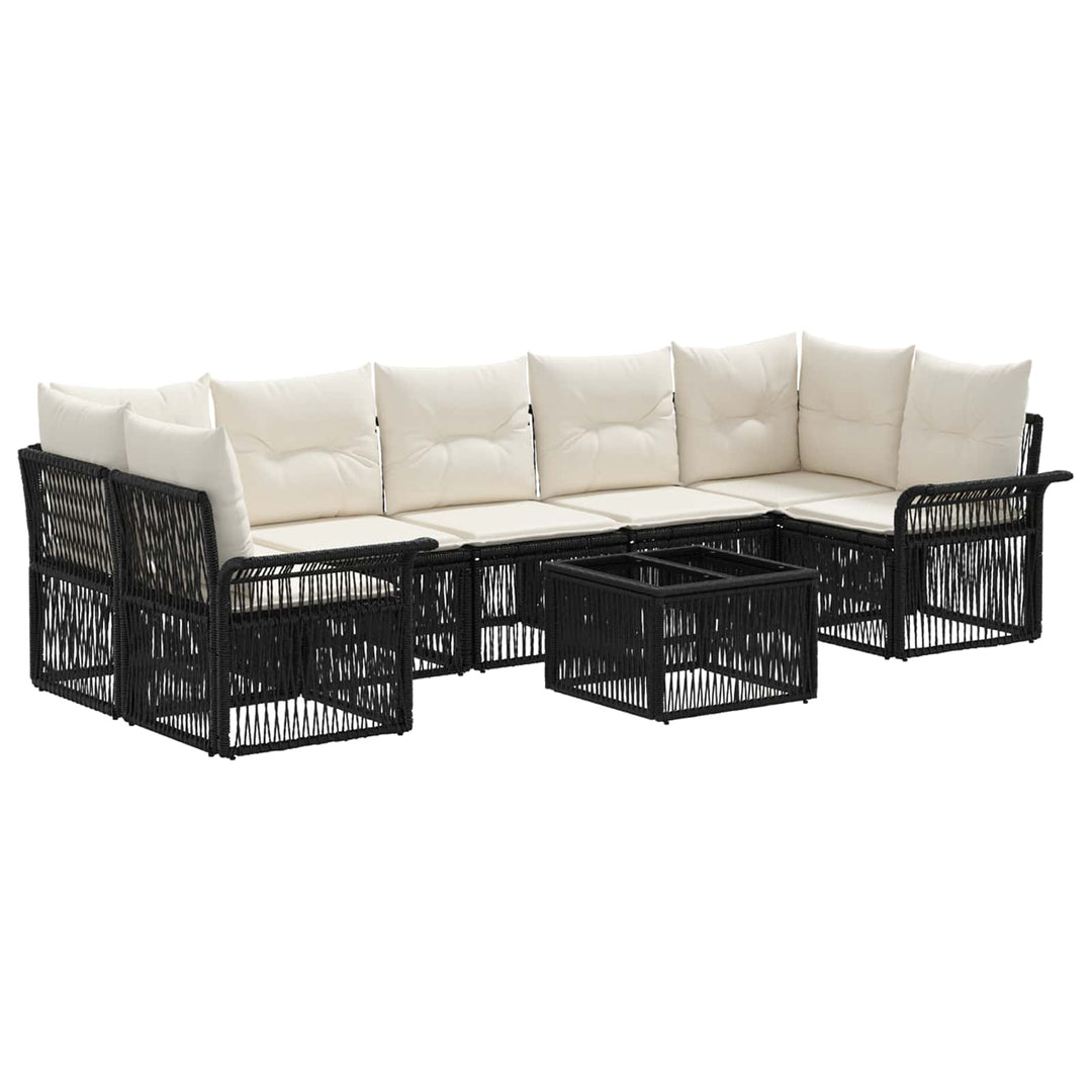 Havesofa Sæt 8 stk. Sort polyrattan