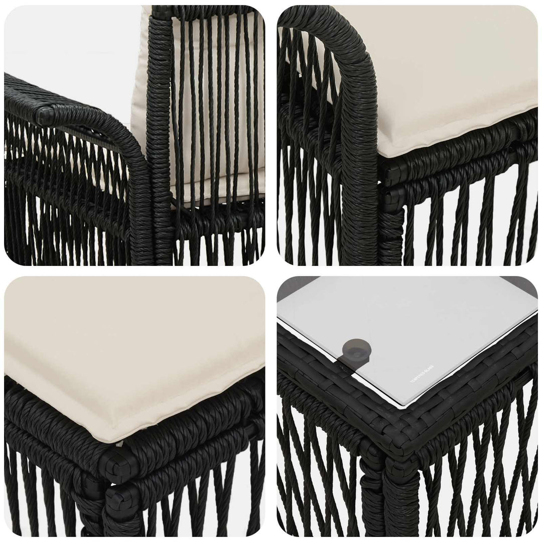 Havesofa Sæt 9 stk. Sort polyrattan