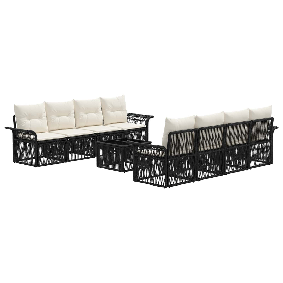 Havesofa Sæt 9 stk. Sort polyrattan